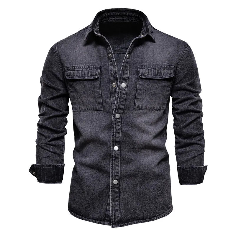Vintage Jacket European Size Lapel Washed Denim Top