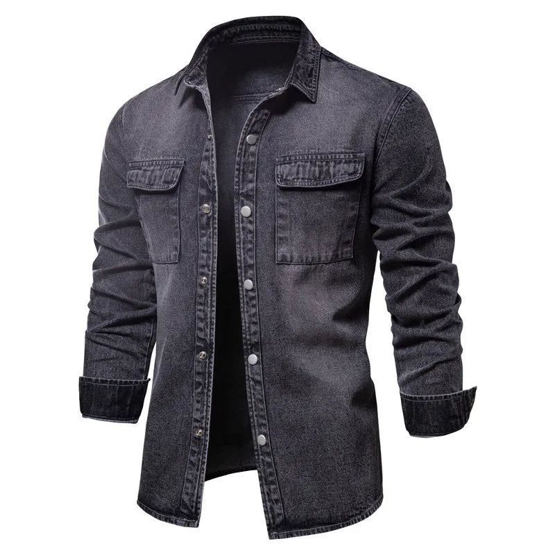 Vintage Jacket European Size Lapel Washed Denim Top